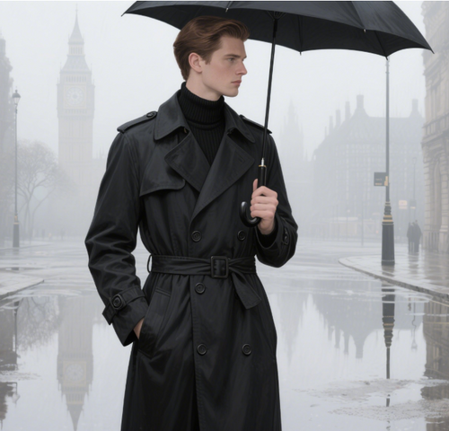 Tailored Wool Blend Trench Coat